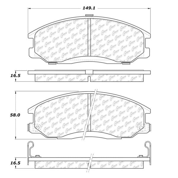 Centric Parts Posi-Quiet Ceramic Pad, 105.09030, Front 105.09030 - main